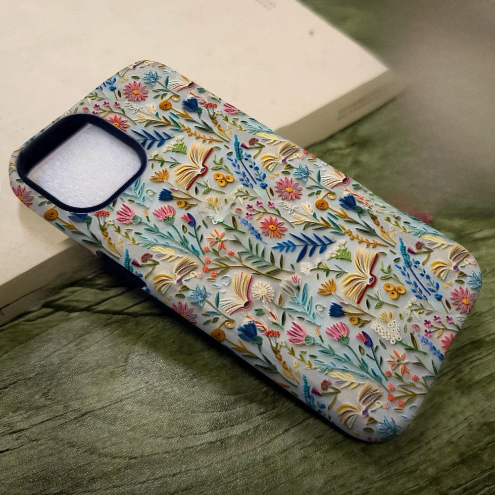 Imitation Embroidery Phone Case Double Layer Protective Cover