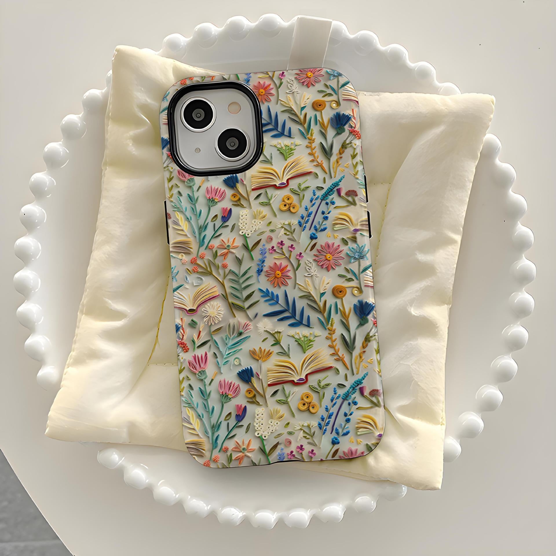 Imitation Embroidery Phone Case Double Layer Protective Cover